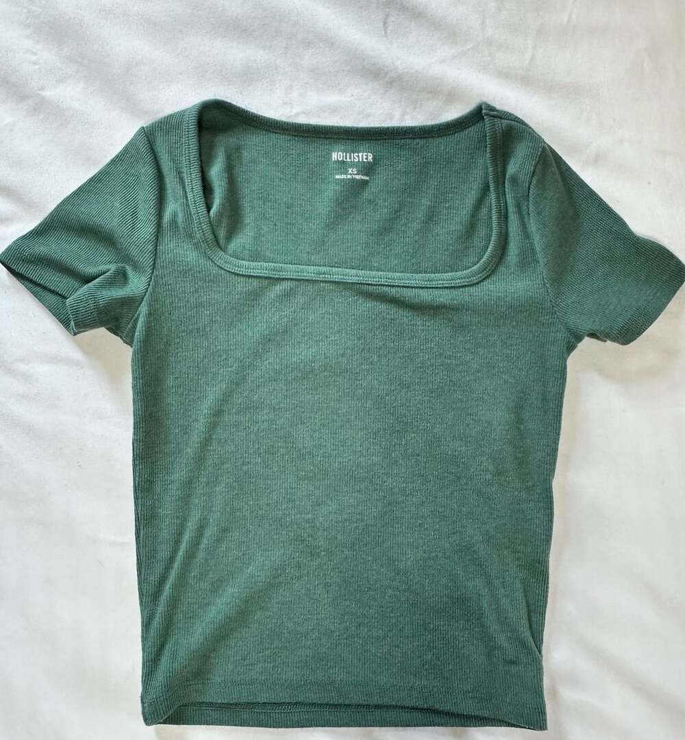 Hollister Ribbed Square Neck Top Size XS Green